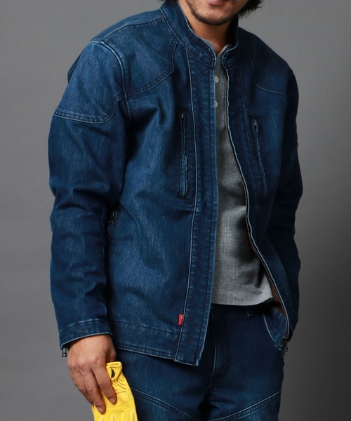EDWIN（エドウィン）の「JEANISM EDWIN/エドウィン バイク×デニム コーデュラ ライダースデニムジャケット『Webヤングマシンサイト掲載』（デニムジャケット・メンズ・インディゴブルー/ワンウォッシュ・M/L/XL）」の6枚目の写真