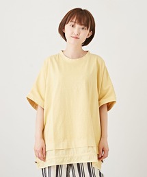 CUBE SUGAR（キューブシュガー）の「WEB限定ピグメントレイヤード風チュニックTシャツ（Tシャツ/カットソー）」
