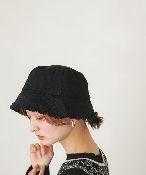 SENSE OF PLACE by URBAN RESEARCH（センスオブプレイスバイアーバンリサーチ）の「キャンバスフリンジバケットハット（ハット・レディース・カーキ/ブラック/アイボリー・ONE）」の3枚目の写真