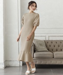 Julia Boutique | ロング丈・バルーン五分袖マーメイドニットワンピース/22000(ワンピース)