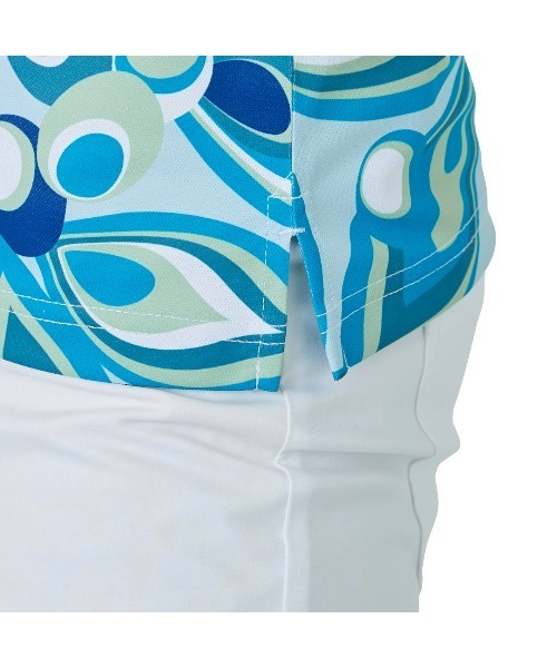 Loudmouth(ラウドマウス)の「LOUDMOUTH/ラウドマウス ゴルフウェア 総柄 シャガデリック 吸汗速乾 UVカット 接触冷感 ボタンダウン 半袖 ポロシャツ(シャツ/ブラウス・レディース・ピンク/ターコイズブルー/イエロー/ホワイト・M/L/S)」の14枚目の写真