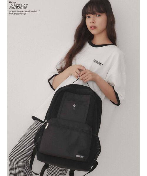 merry jenny(メリージェニー)の「PEANUTS backpack(バックパック/リュック・レディース・ブラック/オフホワイト・FREE)」の3枚目の写真