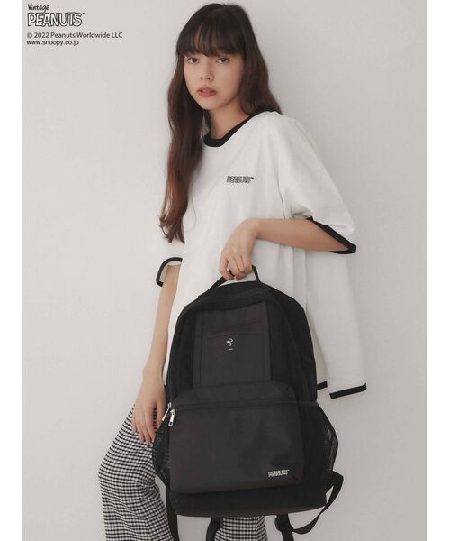 merry jenny(メリージェニー)の「PEANUTS backpack(バックパック/リュック・レディース・ブラック/オフホワイト・FREE)」の6枚目の写真