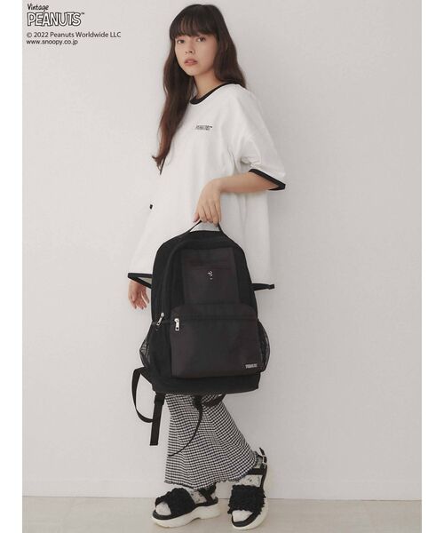 merry jenny(メリージェニー)の「PEANUTS backpack(バックパック/リュック・レディース・ブラック/オフホワイト・FREE)」の7枚目の写真