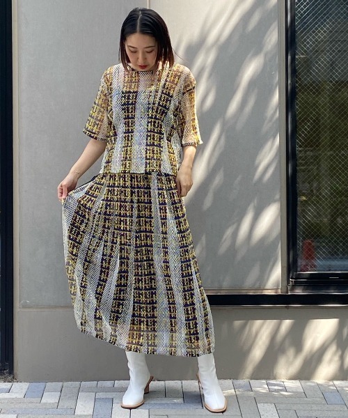 【値下げ】NAKAGAMI ナカガミ プリーツ巻きスカート ラメ 値下げ】NAKAGAMI ナカガミ プリーツ巻きスカート ラメ