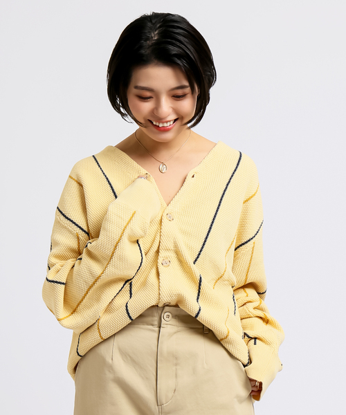 B.C STOCK（ベーセーストック）の「H/TCOTTON カーディガン（カーディガン/ボレロ・メンズ・ネイビー/サックスブルー/イエロー・MEDIUM/LARGE）」の8枚目の写真