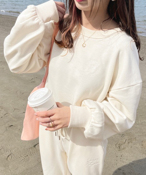 apres jour（アプレジュール）の「【セットアップ可能】ロゴ刺繍スウェット【ZOZOTOWN限定アイテム】（スウェット・レディース・スミクロ/アイボリー/オートミール/ピンク・X-LARGE/フリー）」の6枚目の写真