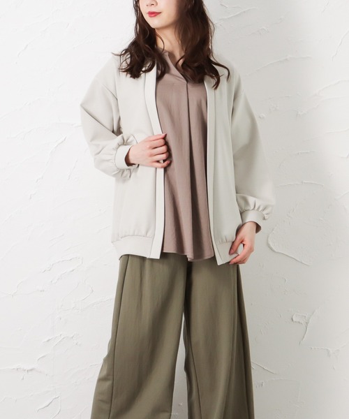 NAVY（ネイビー）の「ポンチ素材 トッパーカーディガン（カーディガン/ボレロ・レディース・ミント/グレイッシュベージュ・フリー）」の2枚目の写真