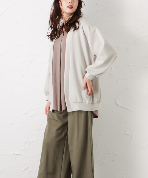 NAVY（ネイビー）の「ポンチ素材 トッパーカーディガン（カーディガン/ボレロ・レディース・ミント/グレイッシュベージュ・フリー）」の11枚目の写真