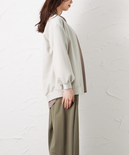 NAVY（ネイビー）の「ポンチ素材 トッパーカーディガン（カーディガン/ボレロ・レディース・ミント/グレイッシュベージュ・フリー）」の5枚目の写真