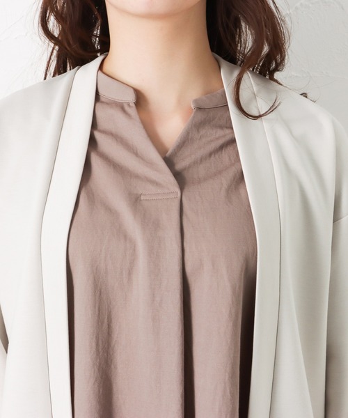 NAVY（ネイビー）の「ポンチ素材 トッパーカーディガン（カーディガン/ボレロ・レディース・ミント/グレイッシュベージュ・フリー）」の4枚目の写真