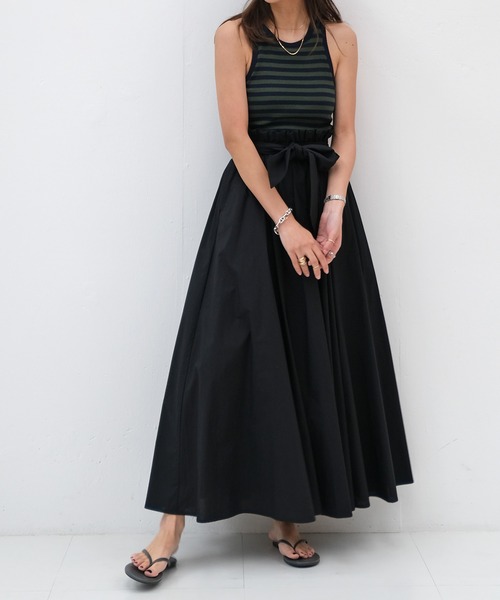 AKTE（アクテ）の「ウエストベルトロングスカート（スカート・レディース・ブラック/ライトベージュ・FREE）」の5枚目の写真
