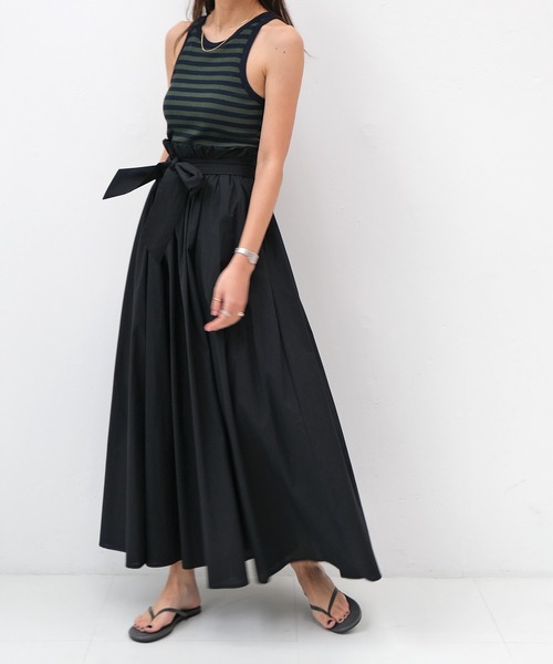 AKTE（アクテ）の「ウエストベルトロングスカート（スカート・レディース・ブラック/ライトベージュ・FREE）」の6枚目の写真