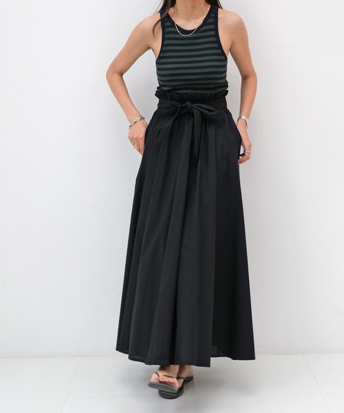AKTE（アクテ）の「ウエストベルトロングスカート（スカート・レディース・ブラック/ライトベージュ・FREE）」の7枚目の写真