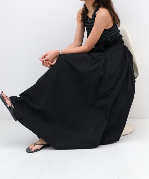 AKTE（アクテ）の「ウエストベルトロングスカート（スカート・レディース・ブラック/ライトベージュ・FREE）」の12枚目の写真