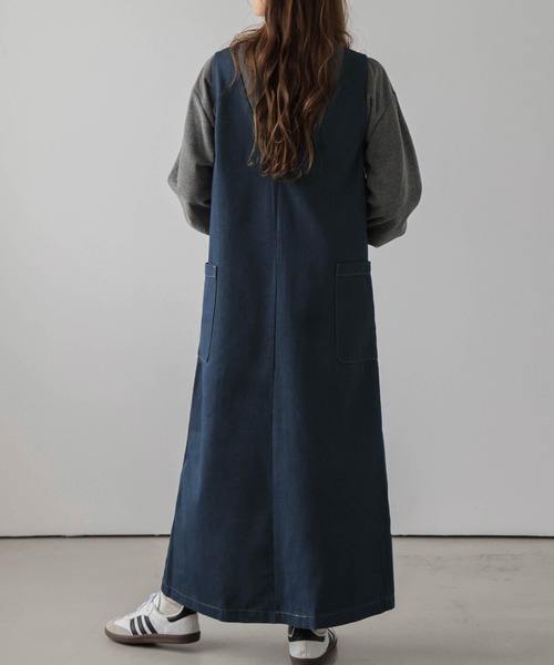 La-gemme(ラジェム)の「Vネックデニムワンピース(ワンピース・レディース・インディゴブルー/ブラック/オリーブ/ホワイト・M/L)」の6枚目の写真