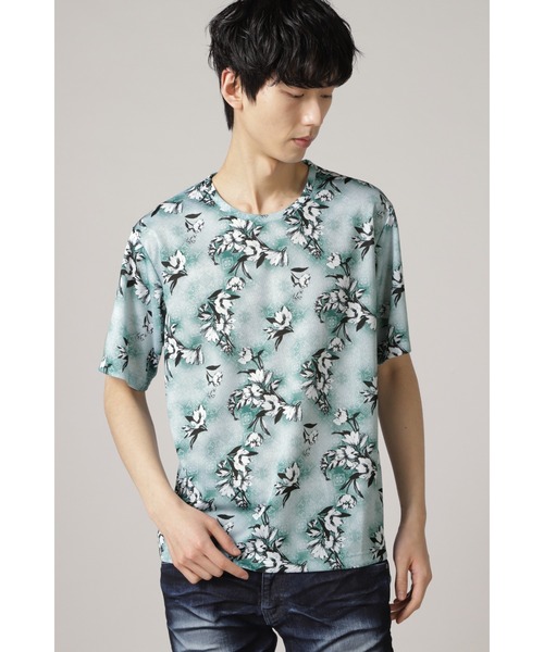 TORNADO MART(トルネードマート)の「TORNADO MART∴アラベスクスプレープリント5分袖カットソー(Tシャツ/カットソー・メンズ・ブルー系1/ブラック・L/M)」の2枚目の写真