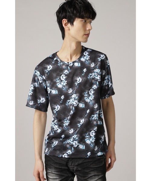 TORNADO MART(トルネードマート)の「TORNADO MART∴アラベスクスプレープリント5分袖カットソー(Tシャツ/カットソー・メンズ・ブルー系1/ブラック・L/M)」の1枚目の写真