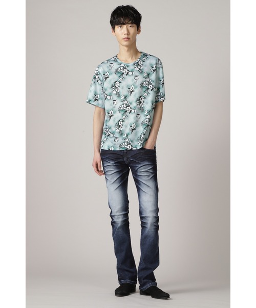 TORNADO MART(トルネードマート)の「TORNADO MART∴アラベスクスプレープリント5分袖カットソー(Tシャツ/カットソー・メンズ・ブルー系1/ブラック・L/M)」の14枚目の写真