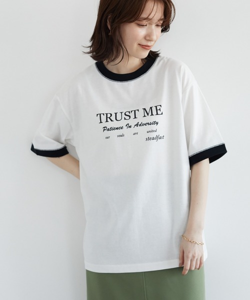 Green Parks(グリーンパークス)の「・novem 9 リンガーロゴptTシャツ(Tシャツ/カットソー・レディース・ブラック/ブラウン/レッド/ブルー・FREE)」の2枚目の写真