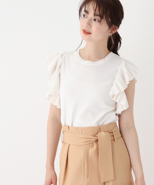 index（インデックス）の「◆プリーツフリルニット【WEB限定サイズ】（ニット/セーター・レディース・ブラック/ピンク系その他/ホワイト系・40/38/36/42）」の2枚目の写真