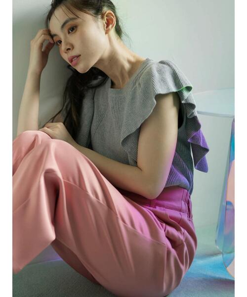 Sugar spoon(シュガースプーン)の「・SUGAR SPOON ラッフルスリーブニット(ニット/セーター・レディース・イエロー/ブラック/オフホワイト/杢グレー・FREE)」の13枚目の写真