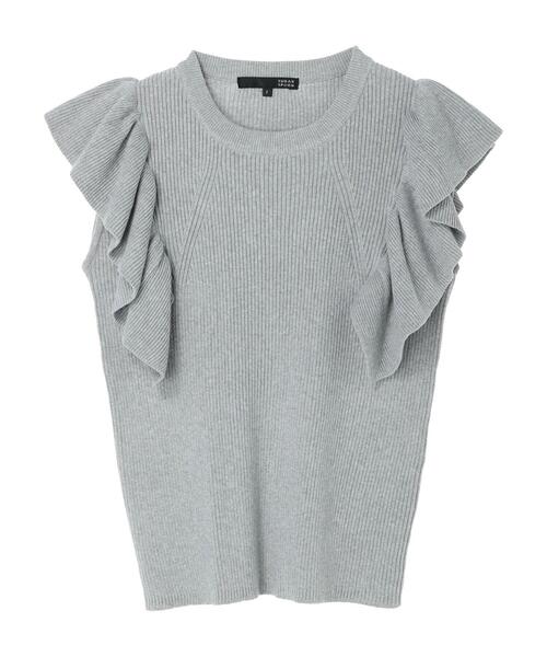 Sugar spoon(シュガースプーン)の「・SUGAR SPOON ラッフルスリーブニット(ニット/セーター・レディース・イエロー/ブラック/オフホワイト/杢グレー・FREE)」の9枚目の写真