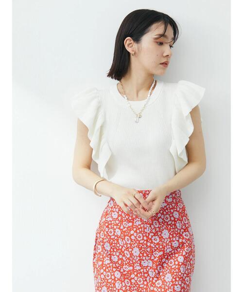 Sugar spoon(シュガースプーン)の「・SUGAR SPOON ラッフルスリーブニット(ニット/セーター・レディース・イエロー/ブラック/オフホワイト/杢グレー・FREE)」の2枚目の写真