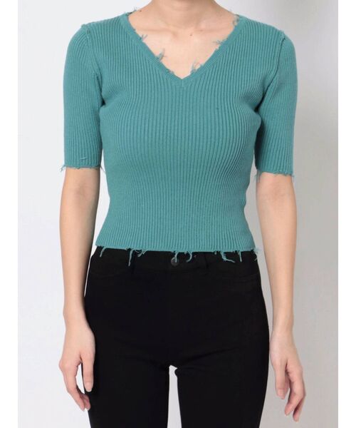 EMODA（エモダ）の「クラッシュショートリブニット（ニット/セーター・レディース・ホワイト/ブラック/イエロー/ブルー・FREE）」の14枚目の写真