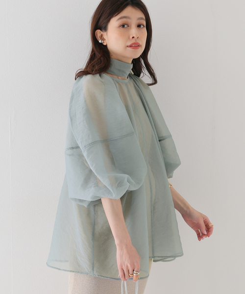 SLOBE IENA(スローブイエナ)の「【CLANE/クラネ】 BALLON SHEER PUFF シャツ(シャツ/ブラウス・レディース・ブラック/ブルー・FREE)」の2枚目の写真