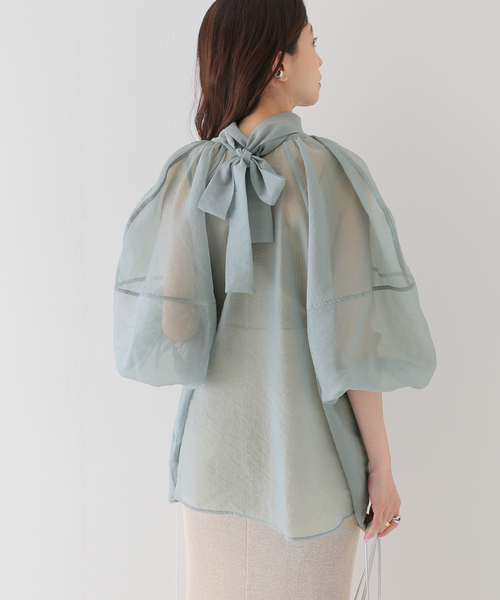 SLOBE IENA(スローブイエナ)の「【CLANE/クラネ】 BALLON SHEER PUFF シャツ(シャツ/ブラウス・レディース・ブラック/ブルー・FREE)」の22枚目の写真