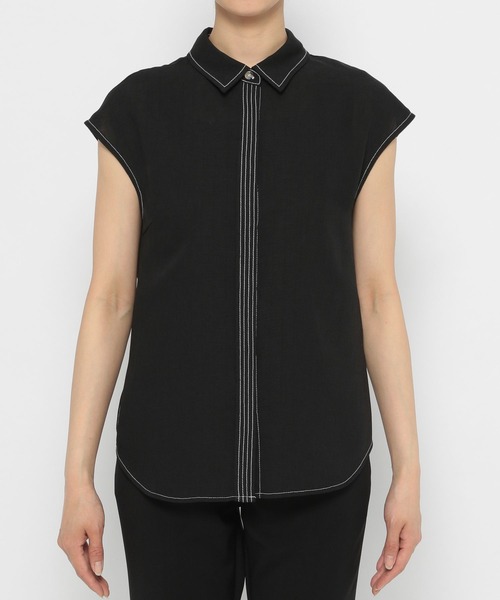 PAGEBOY（ページボーイ）の「バックオープンステッチシャツ（シャツ/ブラウス・レディース・オフホワイト/ブラック/パープル系その他・FREE）」の7枚目の写真