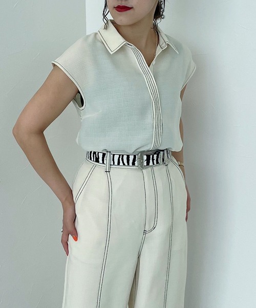 PAGEBOY（ページボーイ）の「バックオープンステッチシャツ（シャツ/ブラウス・レディース・オフホワイト/ブラック/パープル系その他・FREE）」の10枚目の写真