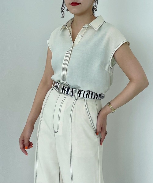 PAGEBOY（ページボーイ）の「バックオープンステッチシャツ（シャツ/ブラウス・レディース・オフホワイト/ブラック/パープル系その他・FREE）」の16枚目の写真