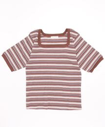 ehka sopo | マルチボーダースクエアネックカットソー(Tシャツ/カットソー)