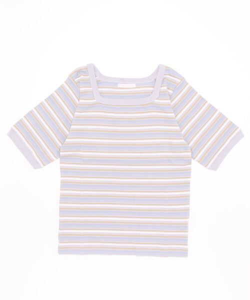 ehka sopo（エヘカソポ）の「マルチボーダースクエアネックカットソー（Tシャツ/カットソー・レディース・グリーン/オフホワイト/グレー/ブラウン・ﾌﾘ-）」の3枚目の写真