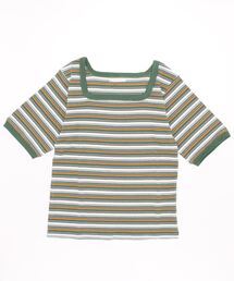 ehka sopo | マルチボーダースクエアネックカットソー(Tシャツ/カットソー)
