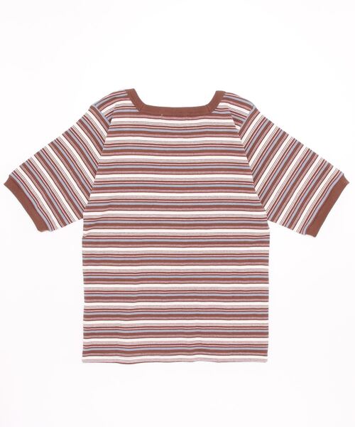 ehka sopo（エヘカソポ）の「マルチボーダースクエアネックカットソー（Tシャツ/カットソー・レディース・グリーン/オフホワイト/グレー/ブラウン・ﾌﾘ-）」の5枚目の写真