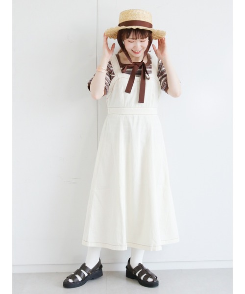 ehka sopo（エヘカソポ）の「マルチボーダースクエアネックカットソー（Tシャツ/カットソー・レディース・グリーン/オフホワイト/グレー/ブラウン・ﾌﾘ-）」の10枚目の写真