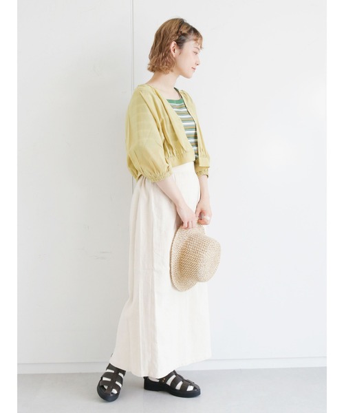 ehka sopo（エヘカソポ）の「マルチボーダースクエアネックカットソー（Tシャツ/カットソー・レディース・グリーン/オフホワイト/グレー/ブラウン・ﾌﾘ-）」の14枚目の写真