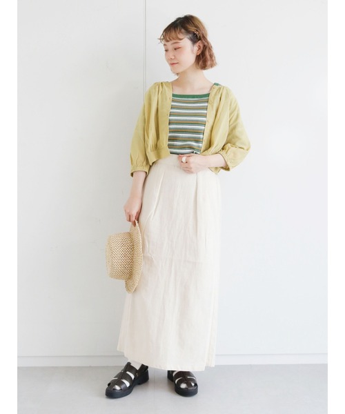 ehka sopo（エヘカソポ）の「マルチボーダースクエアネックカットソー（Tシャツ/カットソー・レディース・グリーン/オフホワイト/グレー/ブラウン・ﾌﾘ-）」の15枚目の写真