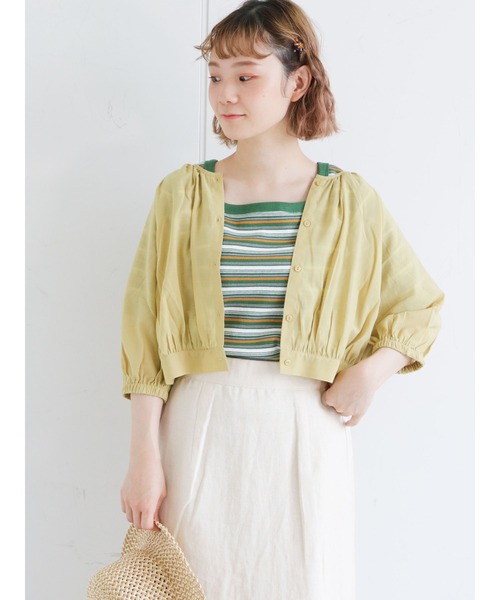 ehka sopo（エヘカソポ）の「マルチボーダースクエアネックカットソー（Tシャツ/カットソー・レディース・グリーン/オフホワイト/グレー/ブラウン・ﾌﾘ-）」の16枚目の写真