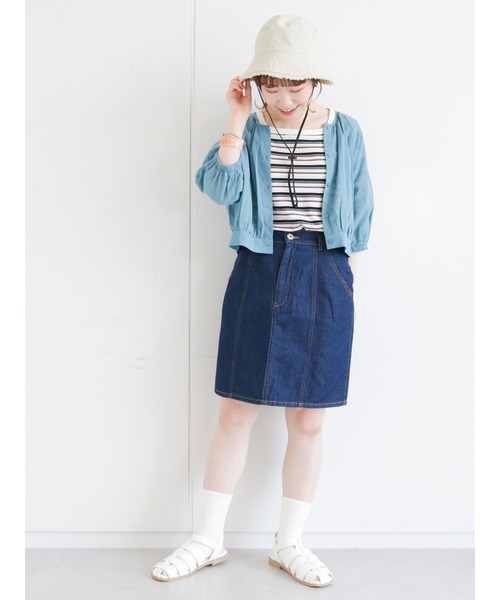 ehka sopo（エヘカソポ）の「マルチボーダースクエアネックカットソー（Tシャツ/カットソー・レディース・グリーン/オフホワイト/グレー/ブラウン・ﾌﾘ-）」の7枚目の写真