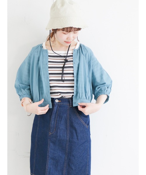 ehka sopo（エヘカソポ）の「マルチボーダースクエアネックカットソー（Tシャツ/カットソー・レディース・グリーン/オフホワイト/グレー/ブラウン・ﾌﾘ-）」の8枚目の写真