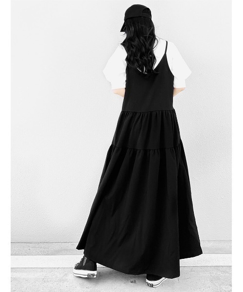 LVEU.（ラブユ.）の「Tiered camisole one-piece / ティアードキャミワンピース(Ai select)（ワンピース・レディース・ブラック・FREE）」の3枚目の写真