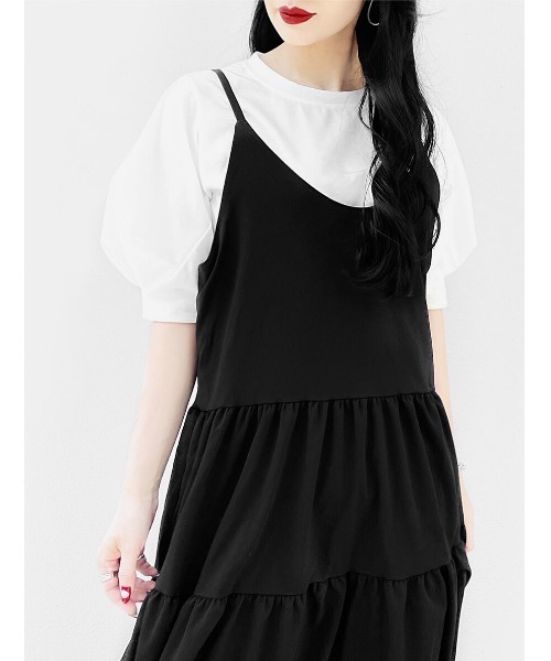 LVEU.（ラブユ.）の「Tiered camisole one-piece / ティアードキャミワンピース(Ai select)（ワンピース・レディース・ブラック・FREE）」の9枚目の写真