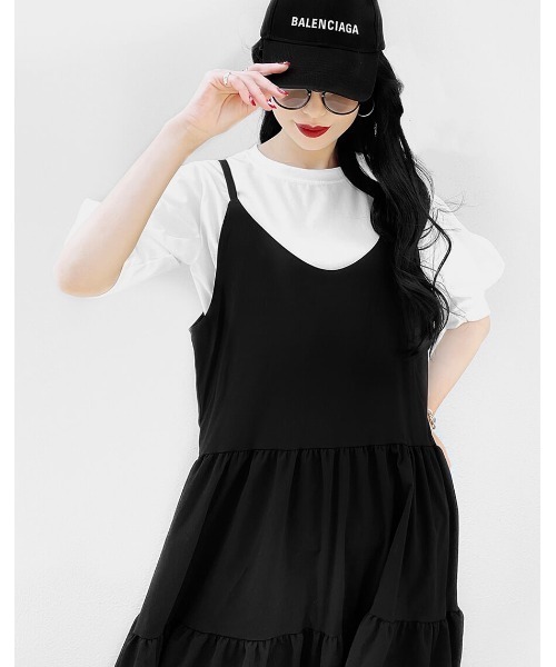 LVEU.（ラブユ.）の「Tiered camisole one-piece / ティアードキャミワンピース(Ai select)（ワンピース・レディース・ブラック・FREE）」の2枚目の写真