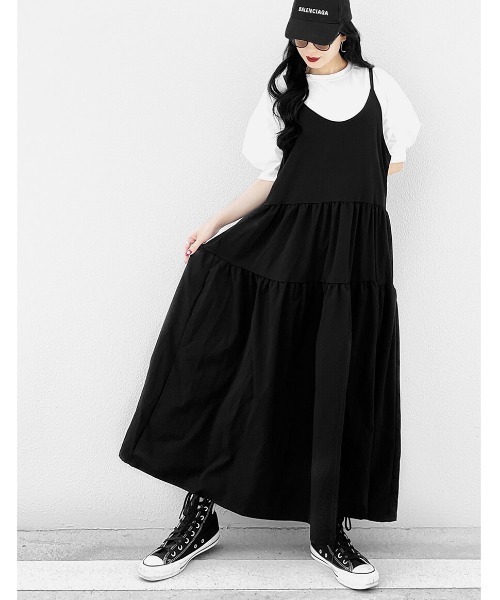 LVEU.（ラブユ.）の「Tiered camisole one-piece / ティアードキャミワンピース(Ai select)（ワンピース・レディース・ブラック・FREE）」の10枚目の写真
