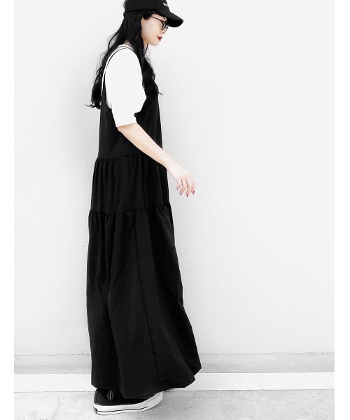 LVEU.（ラブユ.）の「Tiered camisole one-piece / ティアードキャミワンピース(Ai select)（ワンピース・レディース・ブラック・FREE）」の5枚目の写真