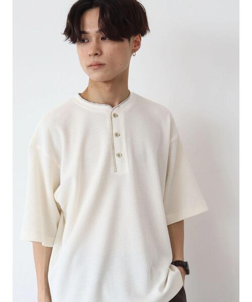 CRAFT STANDARD BOUTIQUE（クラフトスタンダードブティック）の「ワッフルヘンリーネックBIGプルオーバー　＊（Tシャツ/カットソー・メンズ・ブラック/アイボリー/カーキ・LL/M/L）」の18枚目の写真